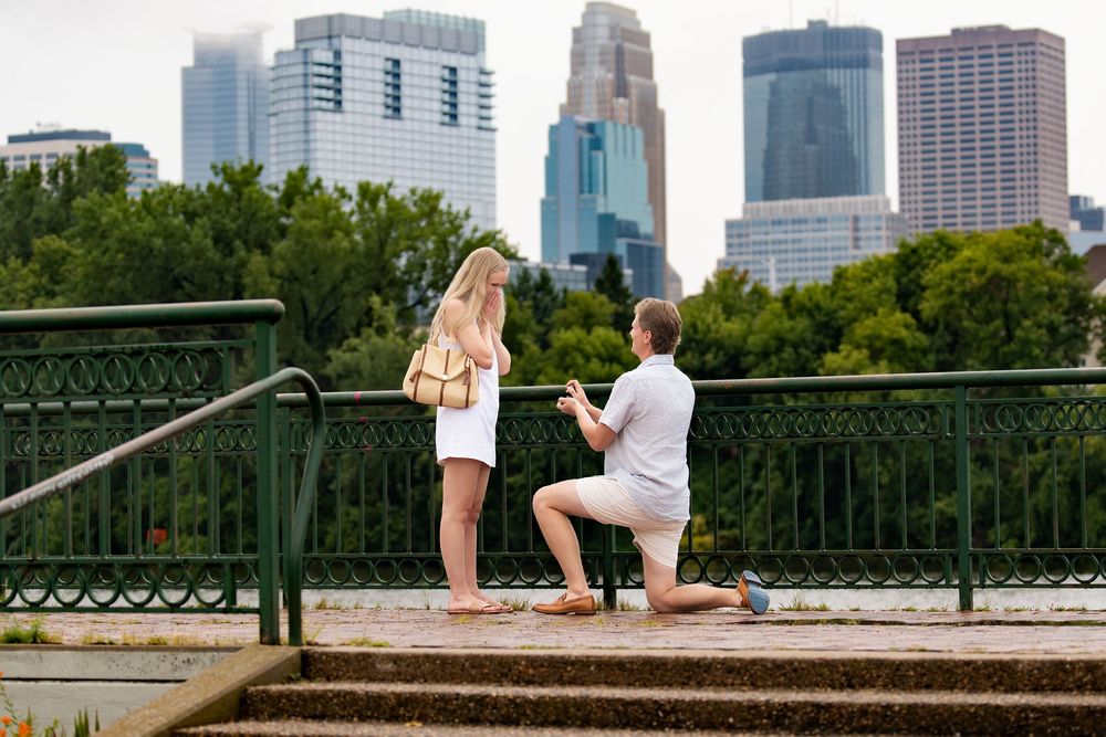 Proposal at a riverside overlook below the skyline